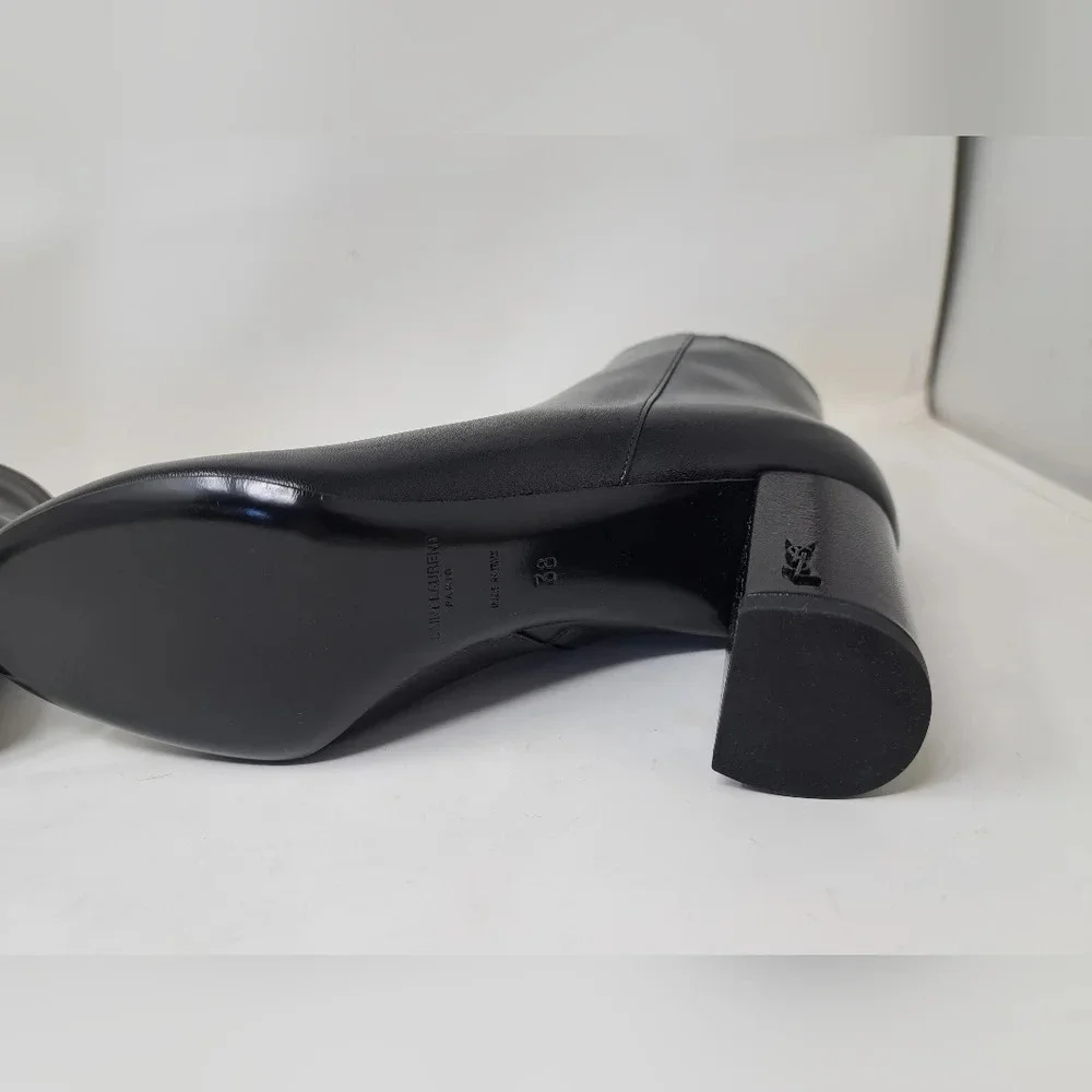 NWT Saint Laurent Paris LouLou 70 Zip Booties Ankle Boots Black Leather 38EU 8US - Picture 14 of 16